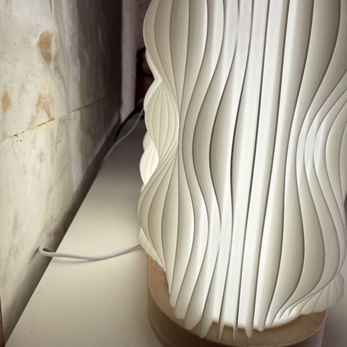 Modern design table lamp new, sculptural with wavy texture