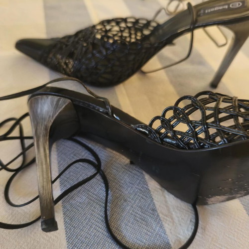 Bagatt black slingback heels used, size 40, genuine leather
