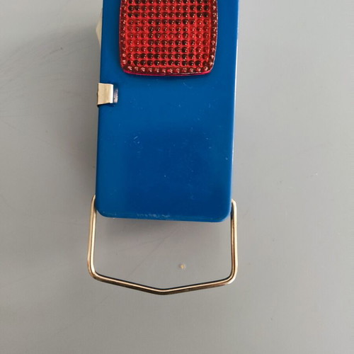 Vintage Metal Pocket Flashlight used, blue color, retro collectible