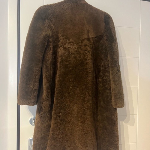Vintage handmade fur coat used, brown, size S/M