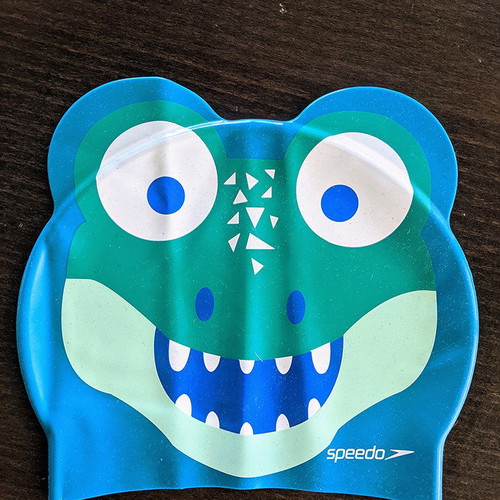 Speedo junior swimming cap new, crocodile design