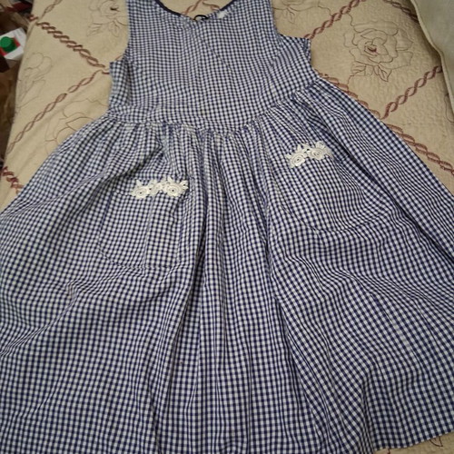 Dress for girl like new, blue and white, size 6-7 years