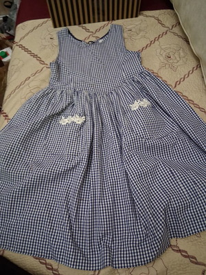 Dress for girl like new, blue and white, size 6-7 years