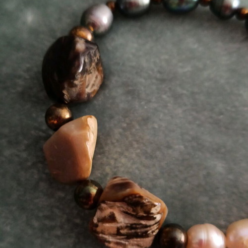 Gregio Jewelry silver 925 bracelet with natural pearls and semiprecious stones new