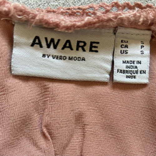 Blush pink frill neck viscose blouse top Vero Moda size S used
