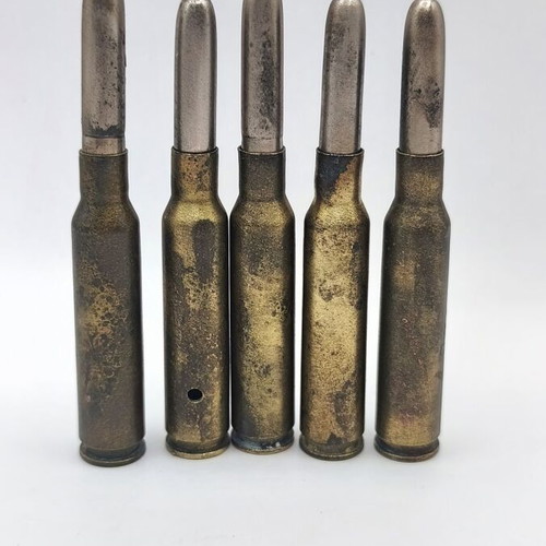 Set of 5 6.5x54mm Mannlicher-Schönauer inert cartridges, Greek 1939