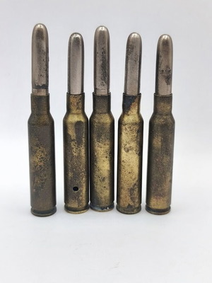 Set of 5 6.5x54mm Mannlicher-Schönauer inert cartridges, Greek 1939
