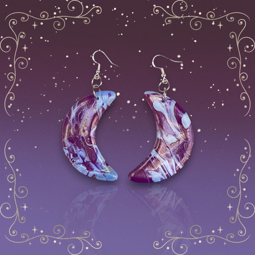 Handmade moon earrings new, hypoallergenic, recycled materials