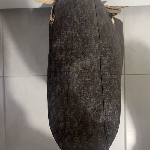 Michael Kors Tote Bag used, brown monogram with beige leather details