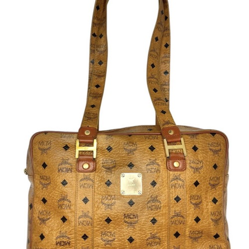 MCM Cognac Aren Visetos school tote bag