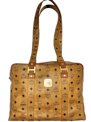 MCM Cognac Aren Visetos school tote bag