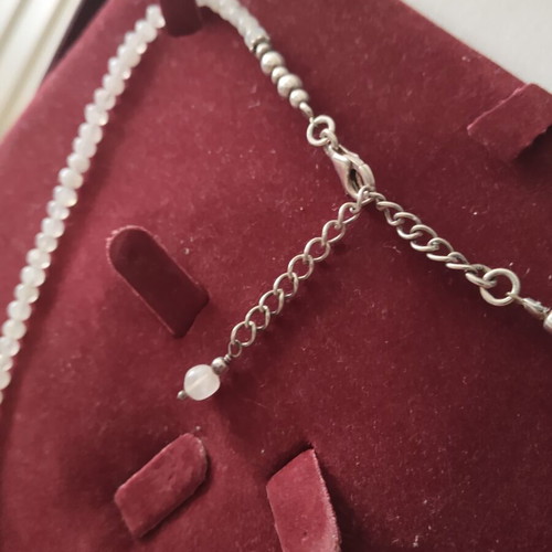 925 silver moonstone necklace, adjustable 40-45 cm