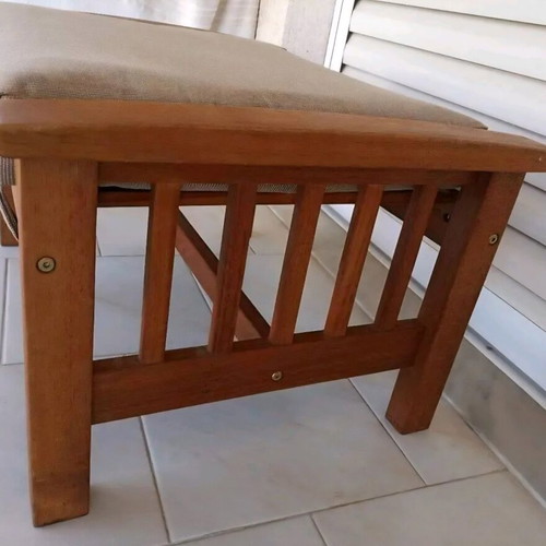 Large wooden stool with fabric like new