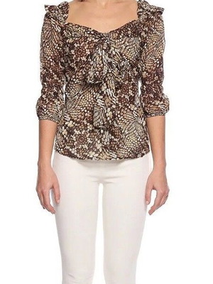 Just Cavalli women's silk blouse shirt new size 42 animal print