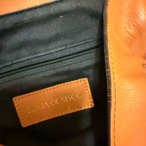 Sona de Nisco genuine leather convertible backpack shoulder bag cognac brown like new