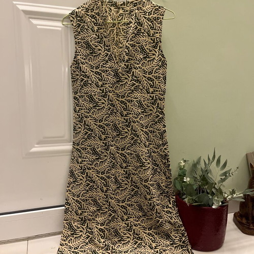Midi ethnic dress XS black with beige, like new