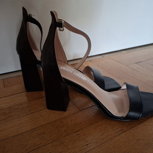 Black high-heeled sandals like new, sizes 39 and 41