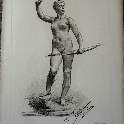 Engraving used, old authentic, 19 x 28 cm
