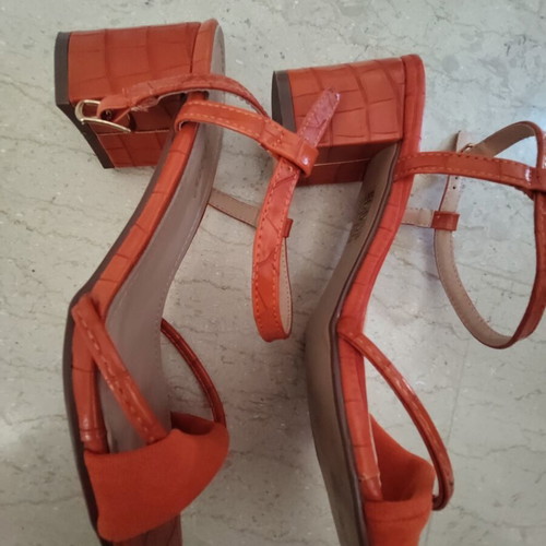 Orange platform sandals, size 38