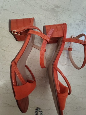 Orange platform sandals, size 38