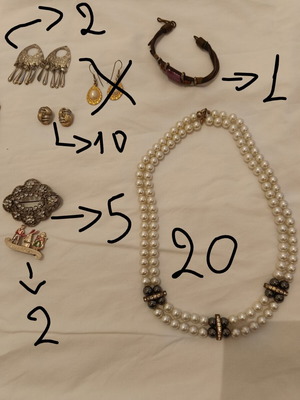 Vintage fashion jewelry set used with hematite necklace