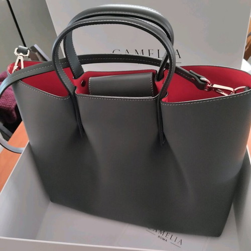 Camelia leather bag Italy new, graphite color
