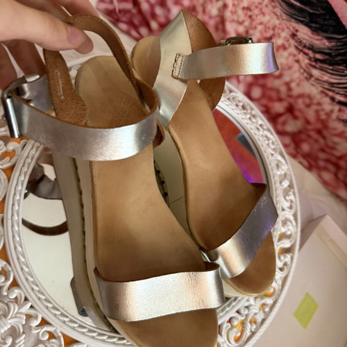 Women's platform sandals metallic silver size 39