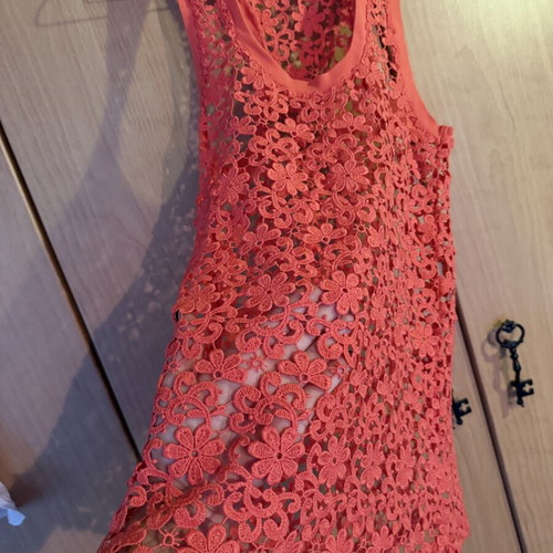 Summer blouse Zara coral orange like new with thick lace