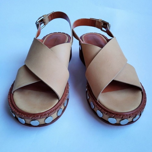 Allsaints Ruse leather cross sandals, light brown, size 39