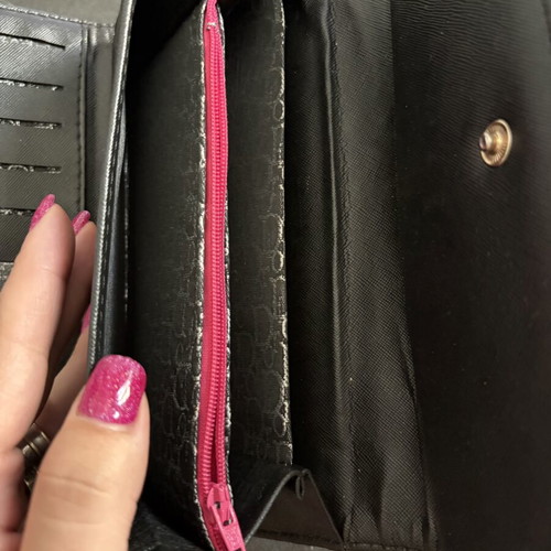 Embroidered wallet used, black with logo