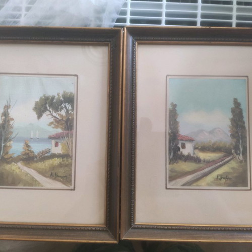 Watercolors used, pack of 4 framed with glass