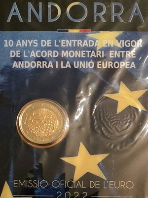 Ανδόρα 2 ευρώ 2022 καινούργιο, 10 έτη νομισματικής συμφωνίας