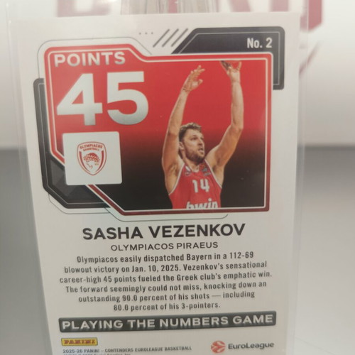 Sasha Vezenkov 078/199 2025-26 Panini Contenders EuroLeague Playing The Numbers Game #2 card new