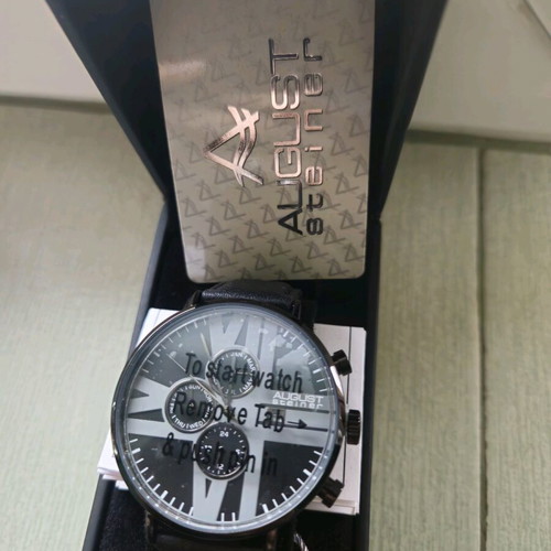 August Steiner men's watch new with black leather strap