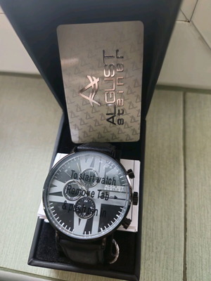 August Steiner men's watch new with black leather strap