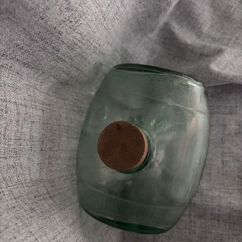 Glass barrel for wine or oil like new, large green