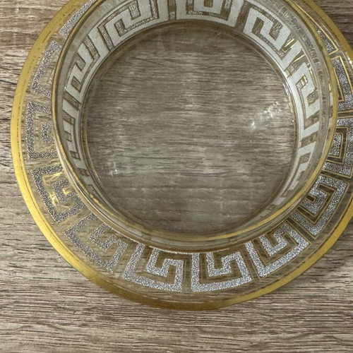 Luxury vintage glass bowl and saucer set used with gold trim