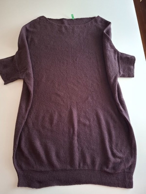 Benetton knit blouse L used, dark purple and brown