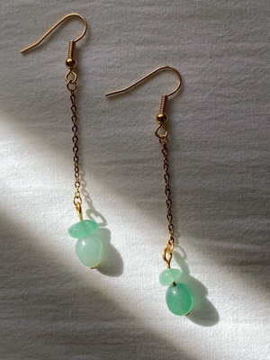 Handmade aventurine earrings with gold-plated hook and steel chain