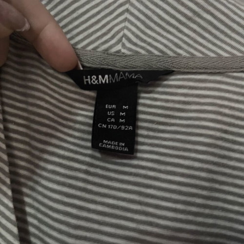 Striped blouse with V-neck in A-line from H&M, used, size M