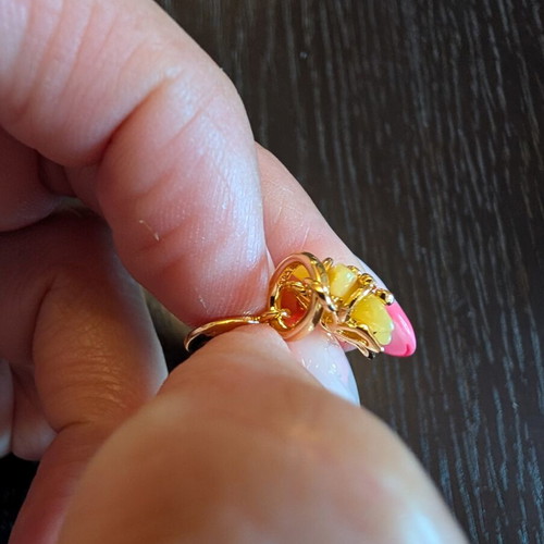Yellow flower charm with gold details, S925