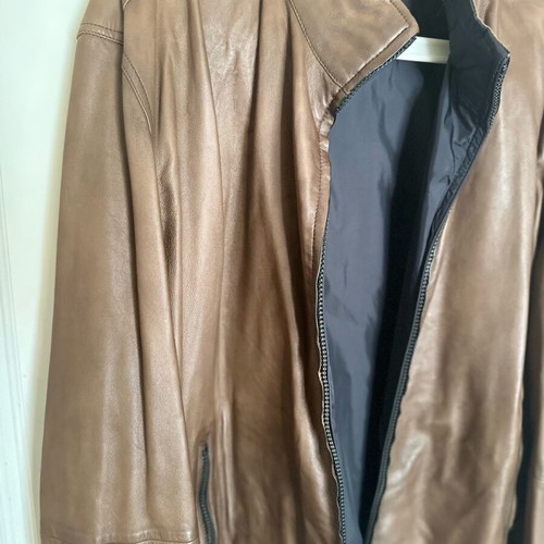 Massimo Dutti men's napa leather jacket new brown XL