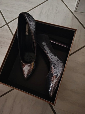 Evening pumps new, silver, size 40, 10cm heel