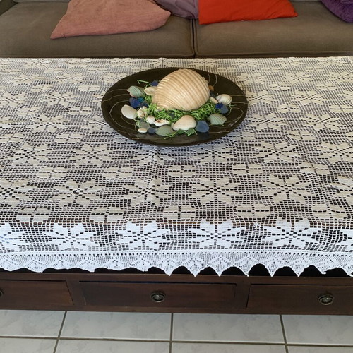 Vintage Handmade Crochet Tablecloth 130x94 cm Used