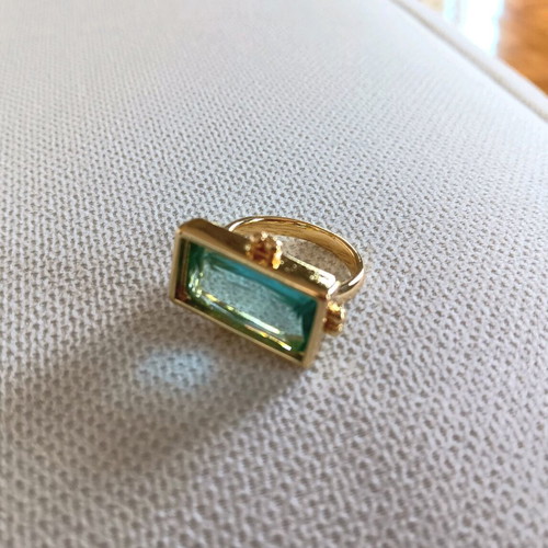 Dreamy ring in gold-plated silver with aqua marine new