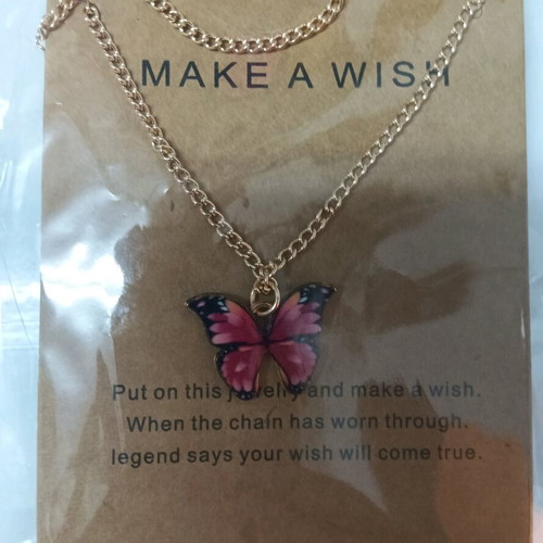 Necklace with butterfly pendant new, gold-colored
