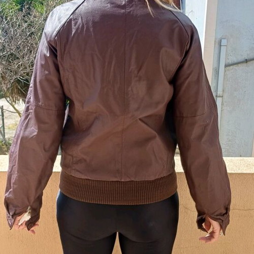 Leather jacket women's brown like new