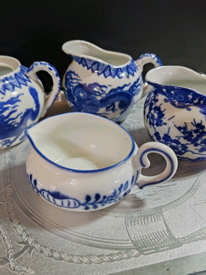 Vintage porcelain creamers and sugar bowls from Japan and Germany like new
