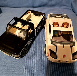 Playmobil δύο αυτοκίνητα καί τρεις φιγούρες πακέτο