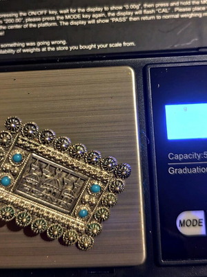 Antique Filigree Silver Pin 900 like new, handmade from 1930
